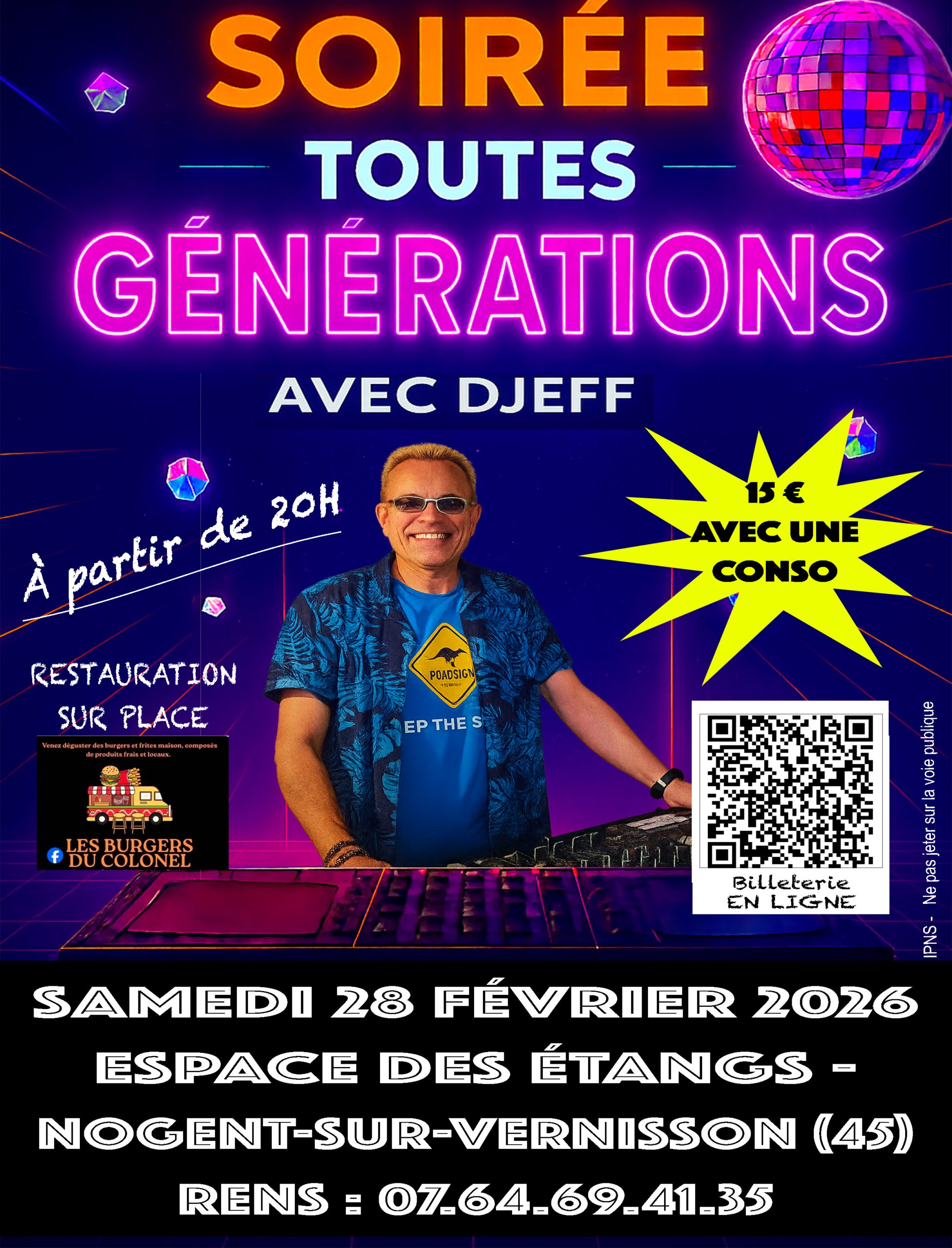 Soirée Toutes Générations - Samedi 28 Février 2026 - Espace des Etangs - Nogent-sur-Vernisson (45)