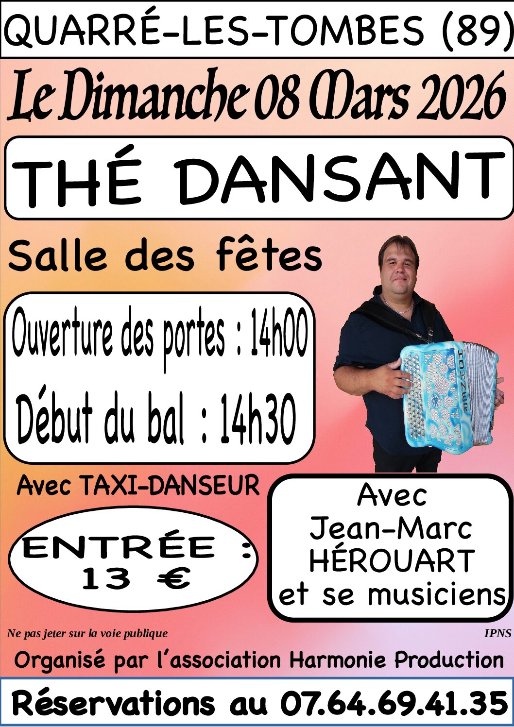 Thé Dansant - Dimanche 08 Mars 2026 - Espace Jean Legros - Quarré-les-Tombes (89)