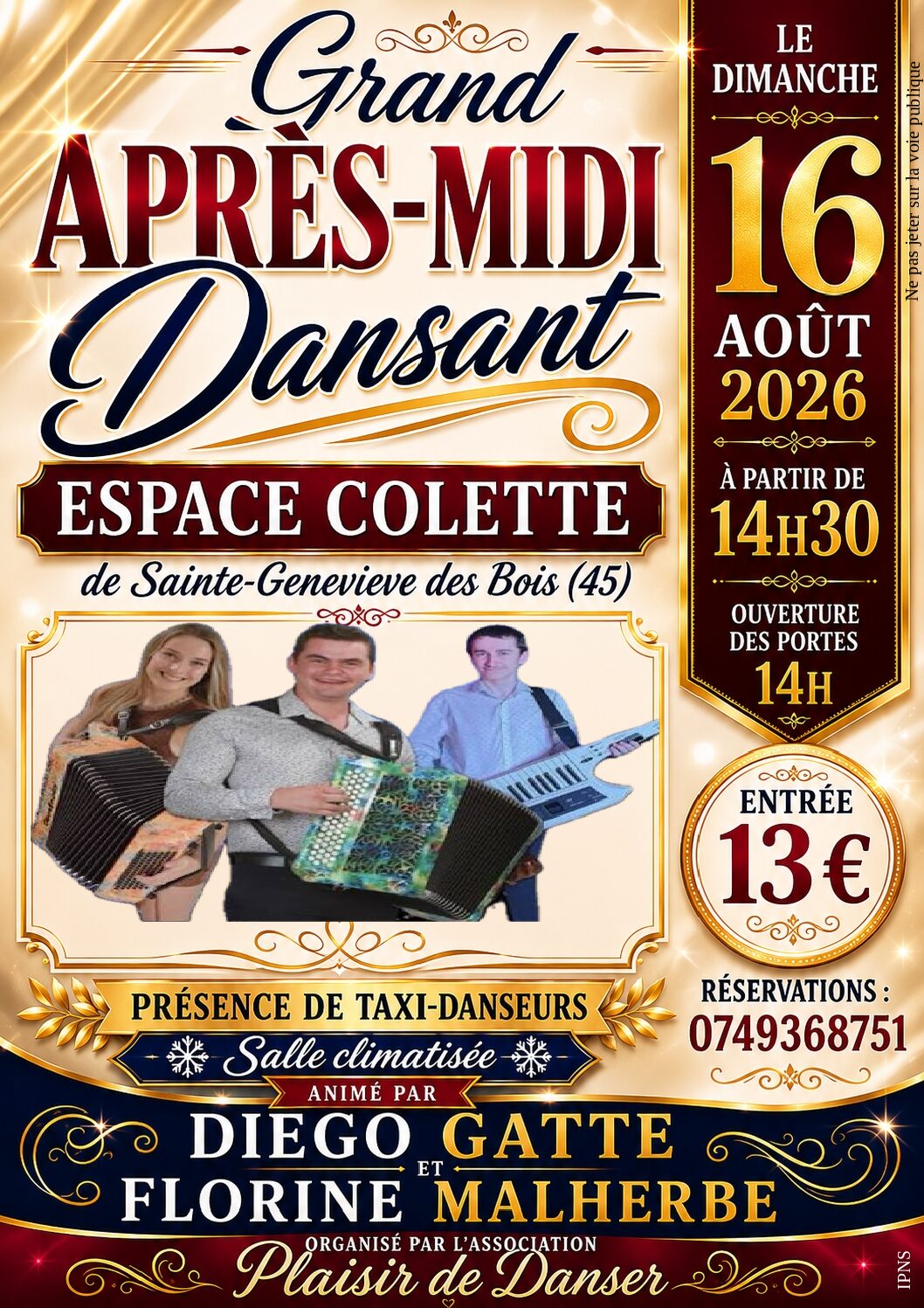 Thé Dansant - 16 Août 2026 - Espace Colette - Saint-Geneviève des Bois (45)