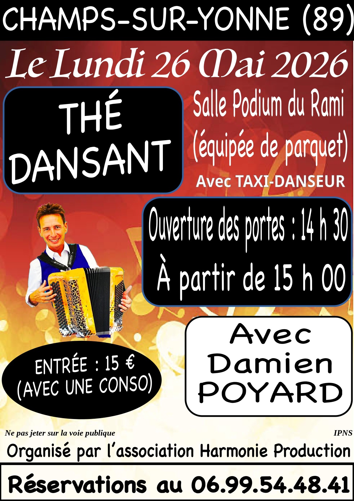 Thé Dansant - Lundi 26 mai 2026 - Podium du Rami - Champs-sur-Yonne (89)