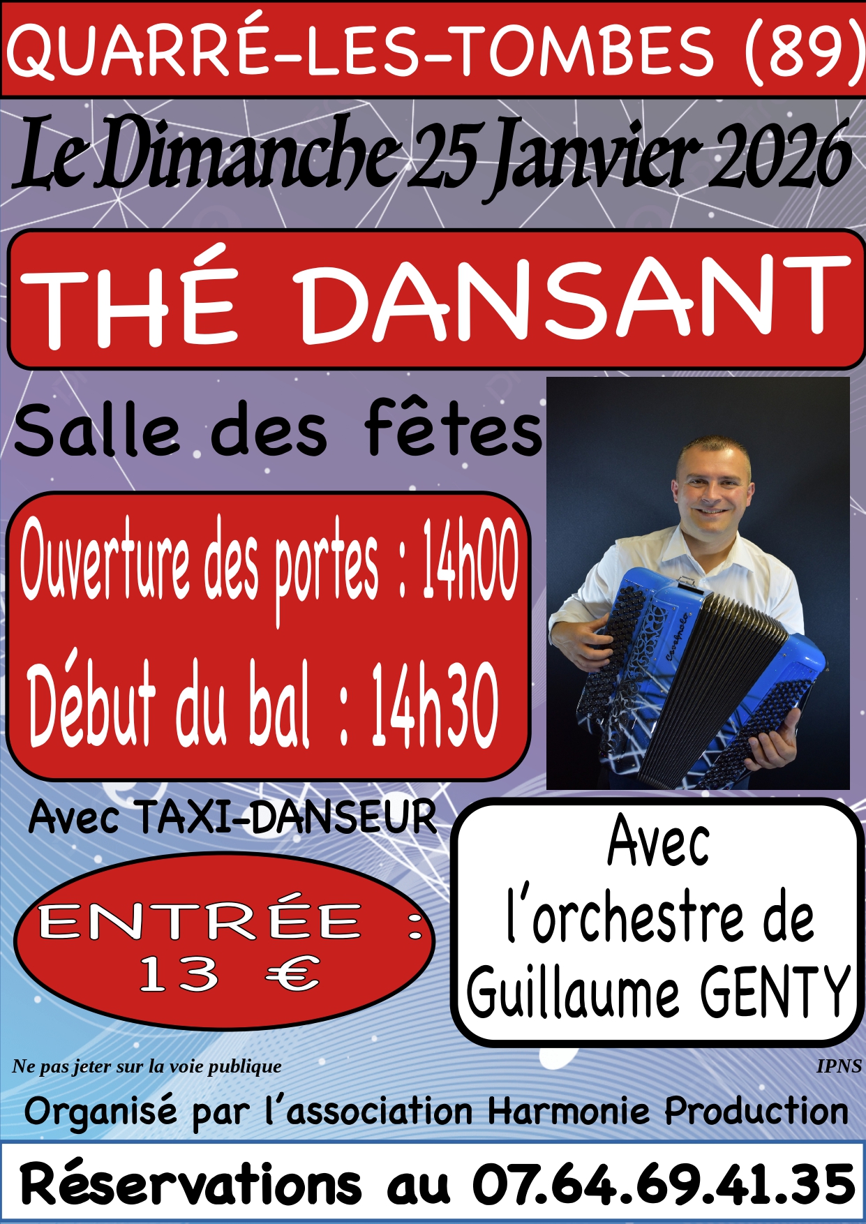 Thé Dansant - Dimanche 25 Janvier 2026 - Espace Jean Legros - Quarré-les-Tombes (89)