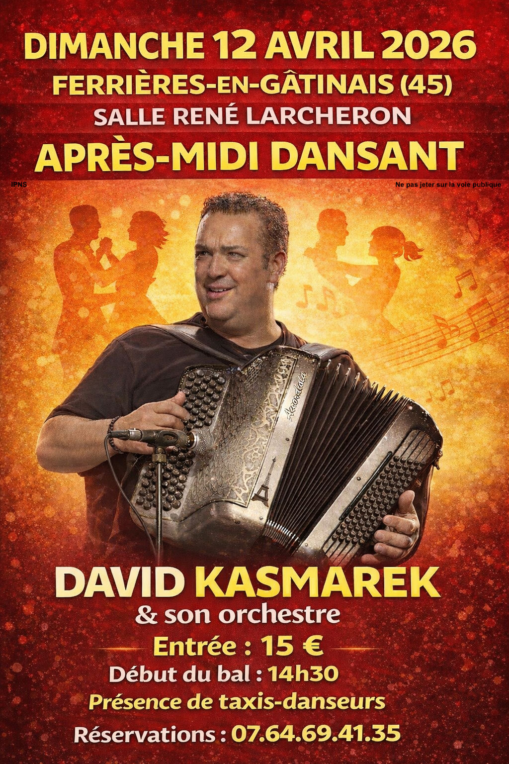 Thé Dansant - Dimanche 12 avril 2026 - Salle René LARCHERON - FERRIERES en GATINAIS (45)