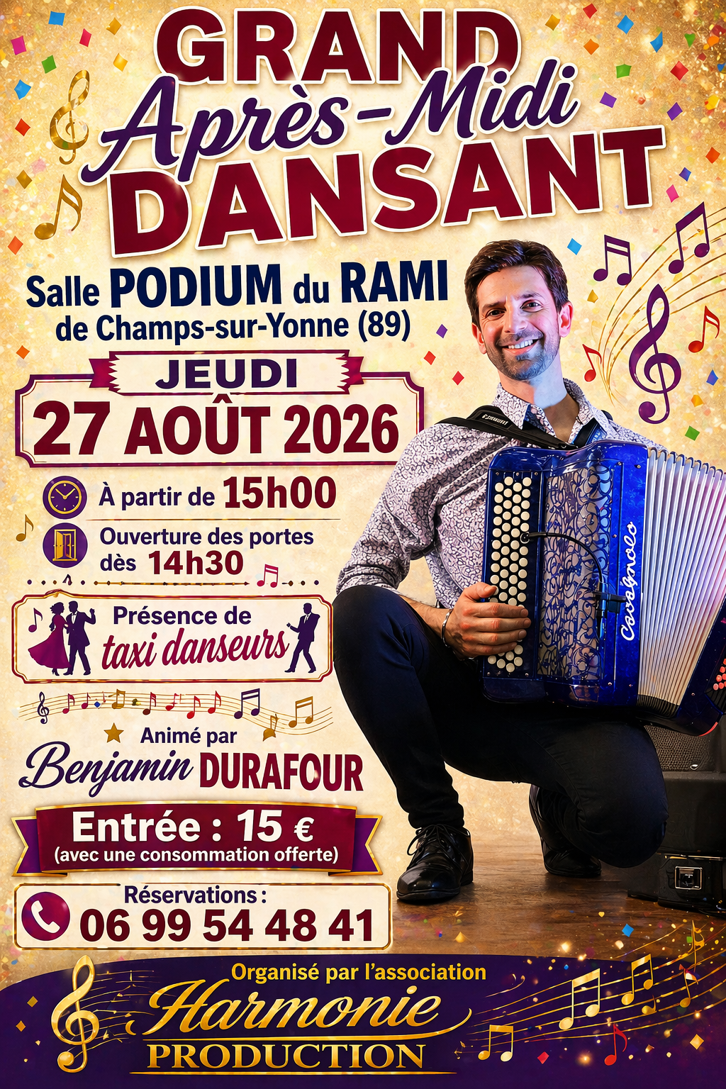 Thé Dansant - 27 Aout 2026 - Podium du Rami - Champs-sur-Yonne (89)