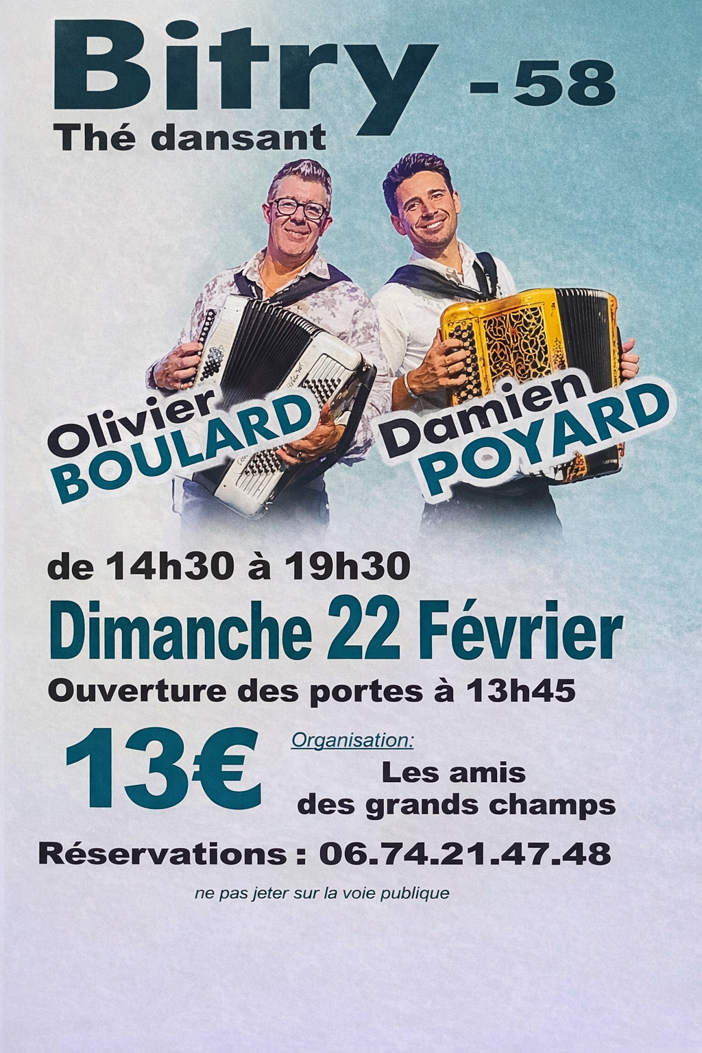 Thé Dansant - 22 Février 2026 - Salle Claude CHAZEAU - Bitry (58)