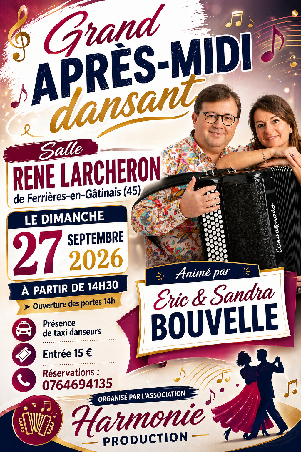 Thé Dansant - 27 Septembre 2026 - Salle René Larcheron - Ferrières-en-Gatinais (45)