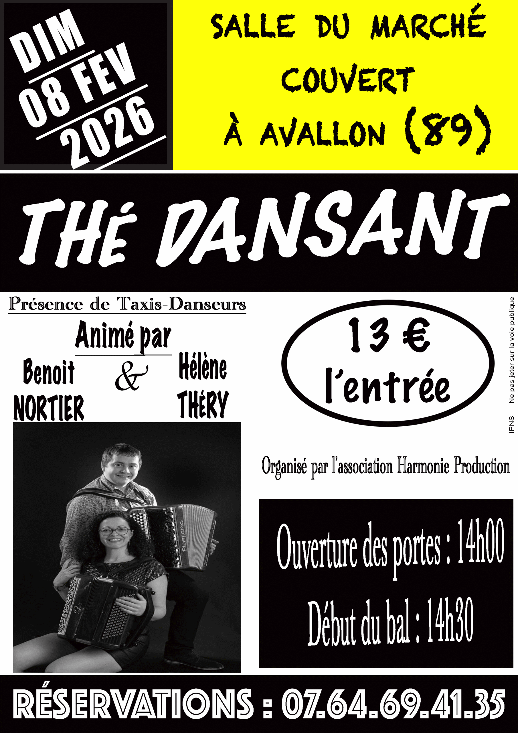 Thé Dansant - 08 Février 2026 - Salle du Marché Couvert - Avallon (89)