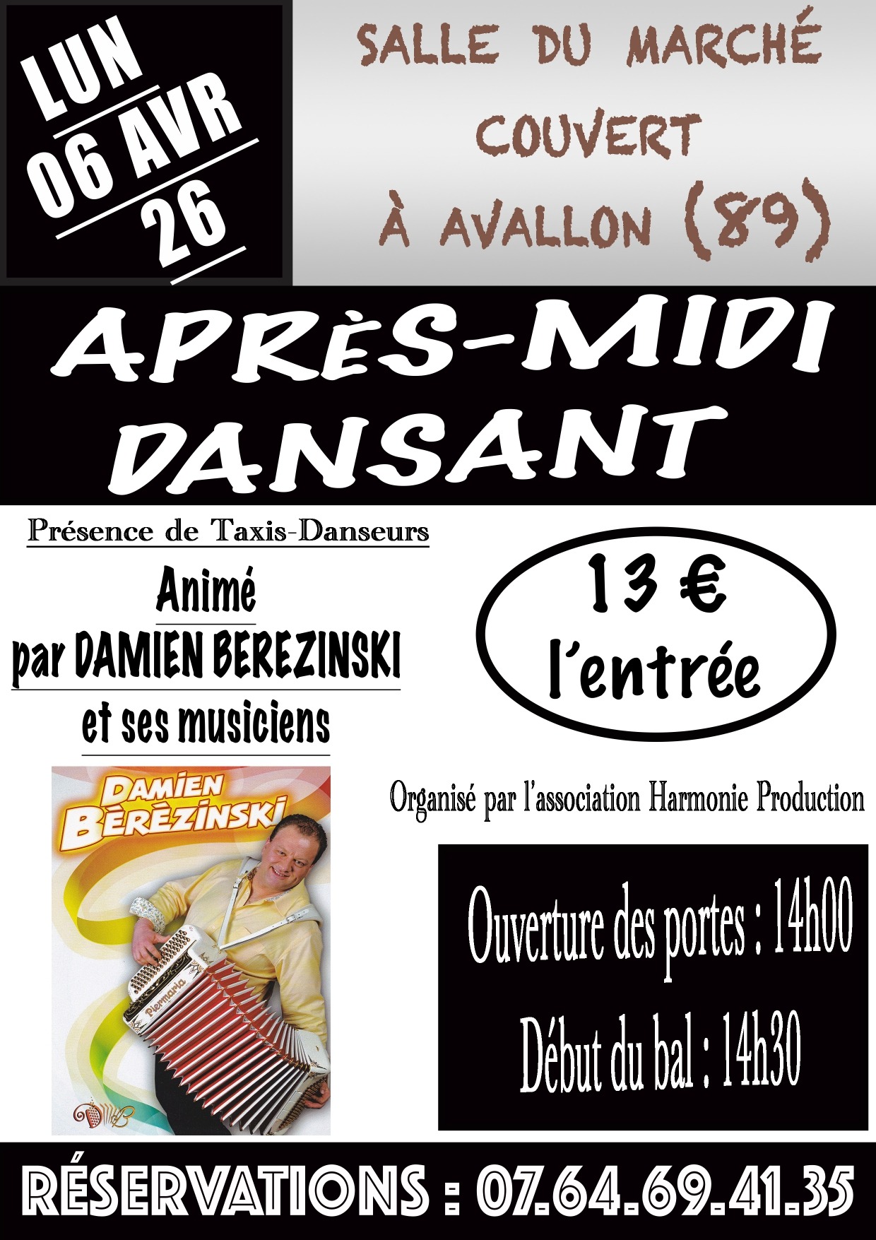 Thé Dansant - Lundi 6 Avril 2026 - Marché couvert - Avallon (89)